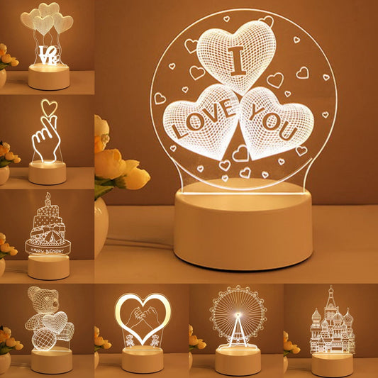 3D Lamp Acrylic USB LED Night Lights Neon Sign Lamp Xmas Home Decorations For Room Decor, Birthdays Gifts